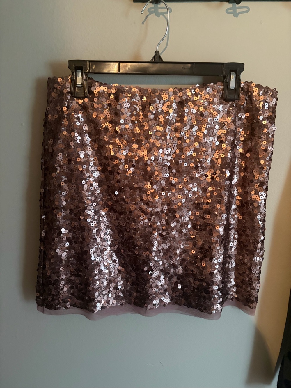 LC Lauren Conrad Rose Gold Sequin Mini Skirt